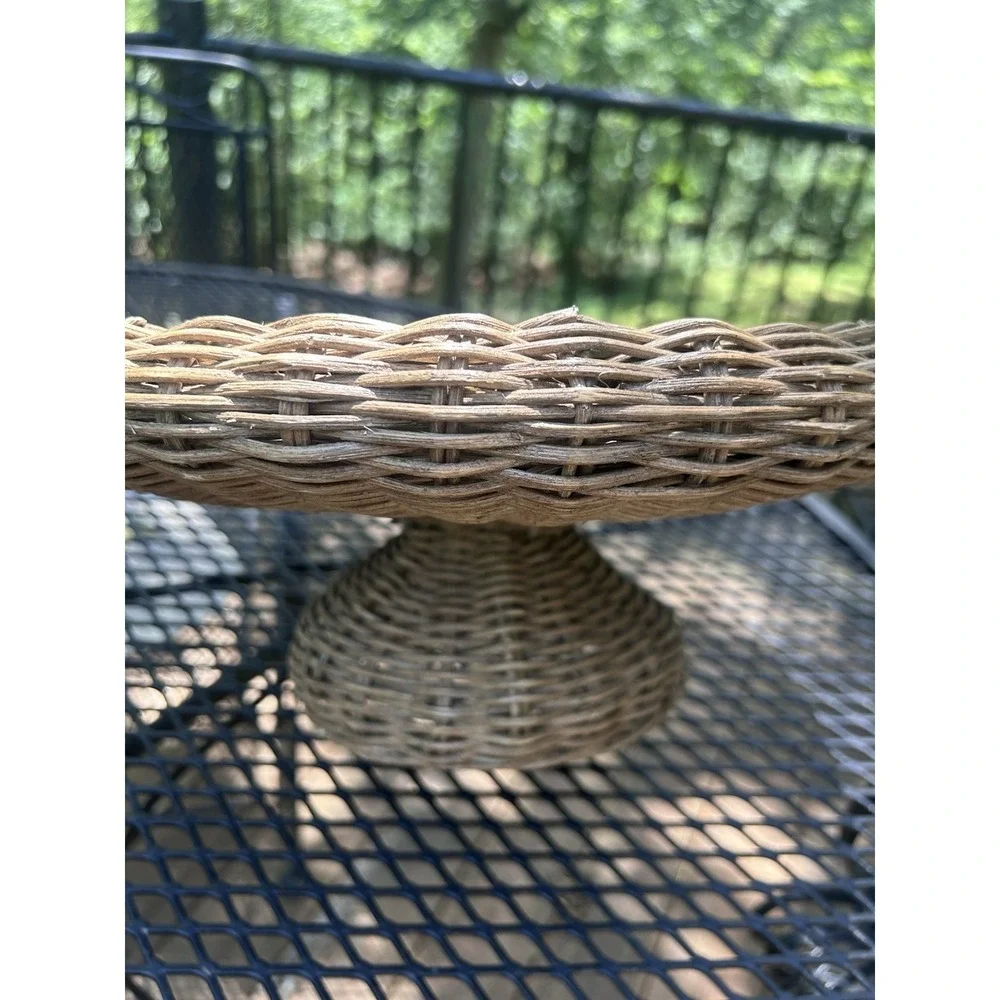 Natural Wicker Ratan Cake Decorative Pedestal Display Stand 13x6 inch